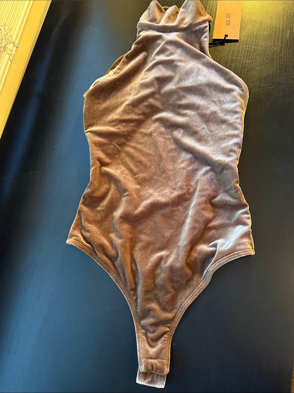ALIX NYC ‘Bentley’ Cutout Sleeveless Velvet Bodysuit in Golden Brown Size small